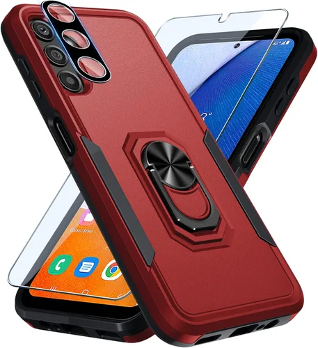 Vista 38 de Janmitta Funda compatible con Samsung Galaxy A14 5G con protector de pantalla + protector de lente de cámara, funda resistente de servicio pesado
