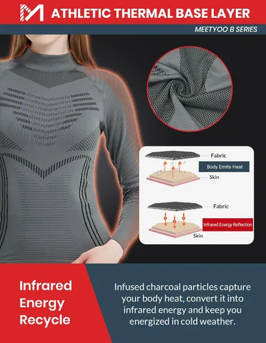 Vista 4 de Conjunto de ropa interior térmica para mujer, pantalones largos de invierno, capa base cálida, conjunto superior e inferior para esquiar