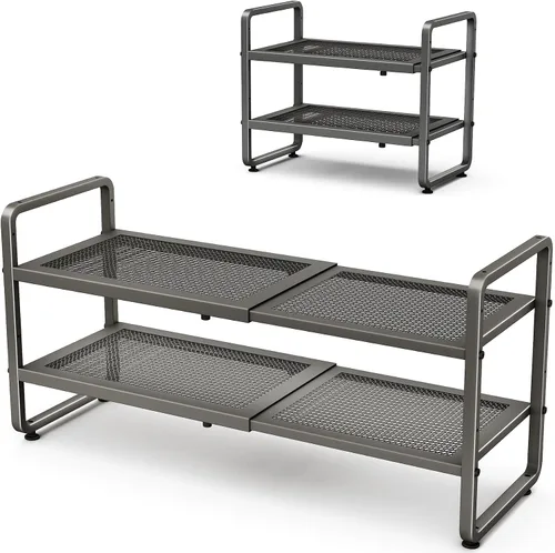 Vista 13 de Estante para zapatos SNTD - Organizador de zapatos ampliable para armario, estante de almacenamiento de zapatos de metal ajustable, soporte