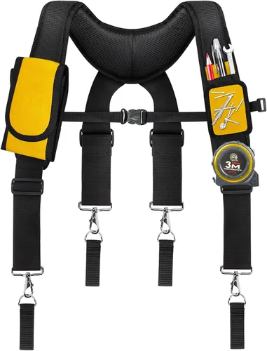 Vista 8 de Tool Belt Suspenders for Men, Adjustable Tool Belt with Magnetic Wristband Multifunctional Pouch Pocket for Workers