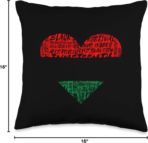 Vista 4 de Pan African Pride Black History Pan African UNIA Flag Juneteenth Heart Black History - Almohada de 16 x 16 pulgadas, multicolor