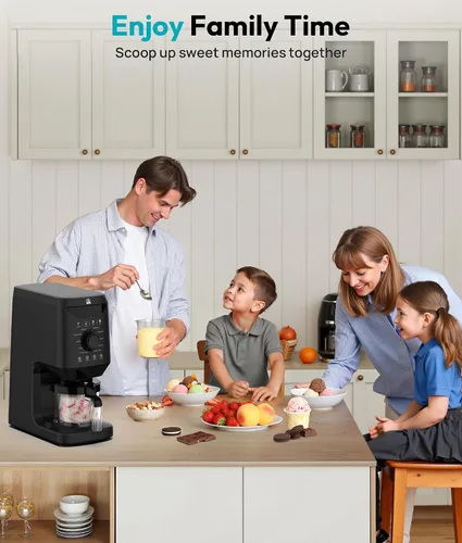 Vista 8 de Rellytech Máquina casera para hacer helados, 12 en 1 con recipientes y tapas de 2 pintas, máquina para hacer gelato, sorbete y yogur congelado