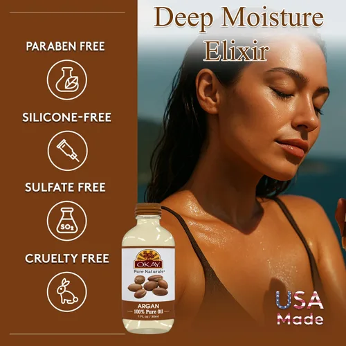 Vista 2 de OKAY Aceite de almendra 100 % puro Para el cabello y la piel , Marroquí, 1 Ounce, Amarillo pálido