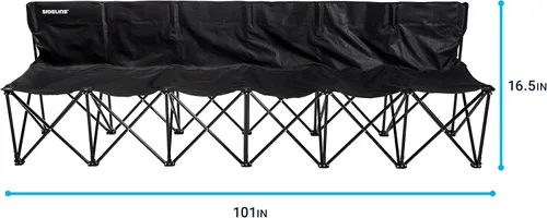 Vista 3 de Franklin Sports Sideline - Banco de equipo plegable para 6 personas para sentarse, fútbol + equipo deportivo, banco plegable para 6 sillas