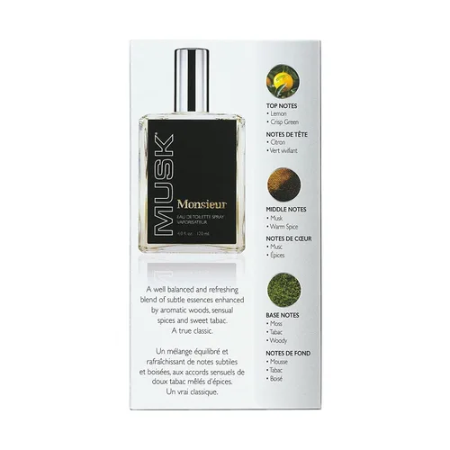 Vista 3 de Dana Monsieur Musk de Dana para hombre colonia Splash 4.0 onzas, 4.0 onzas