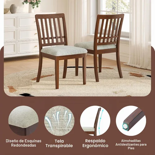 Vista 7 de P PURLOVE Juego de comedor redondo de 3 piezas para 2, mesa de madera