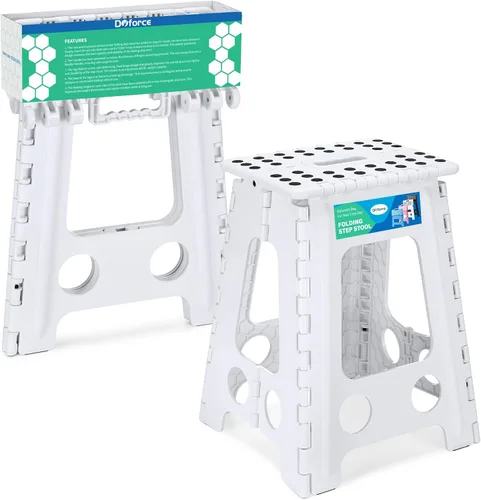 Vista 17 de Dyforce Taburete plegable de 9 pulgadas para niños y adultos, taburete de pie plegable y ligero para niños pequeños, cocina, baño, capacidad de 300