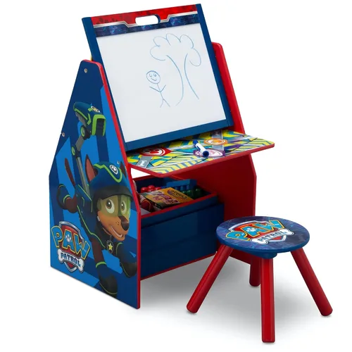 Vista 5 de Delta Children Juego de mesa y silla para niños con almacenamiento (2 sillas incluidas) y caballete y estación de juegos para niños, ideal