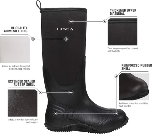 Vista 3 de Hisea - Botas de caza impermeables con aislamiento de media pantorrilla para mujer