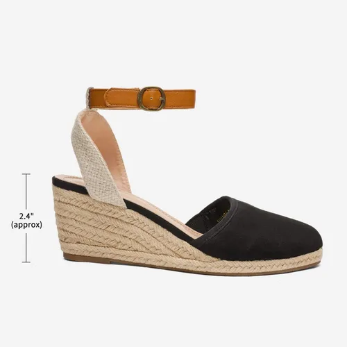 Vista 2 de DREAM PAIRS Sandalias de tacón de cuña con correa de tobillo y punta cerrada para mujer