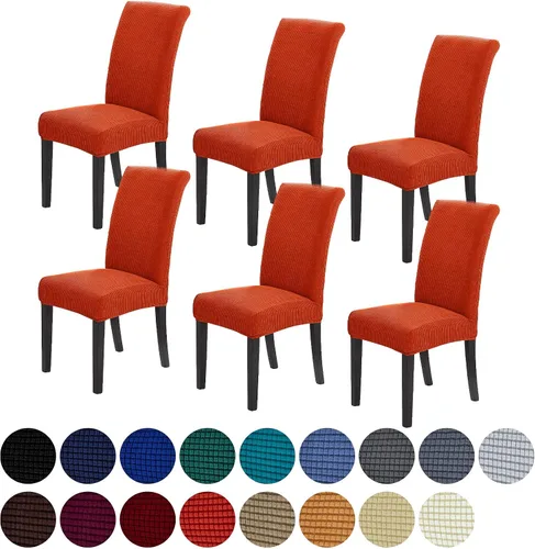 Vista 16 de Juego de 2 fundas para sillas de comedor, fundas elásticas para sillas de comedor, fundas para sillas de cocina de jacquard texturizadas, decoración