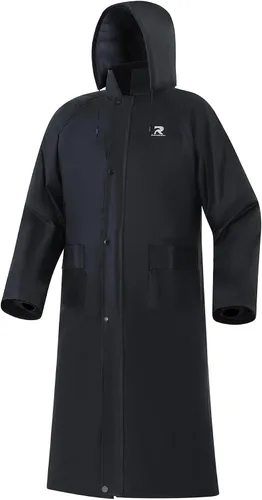 Vista 9 de RainRider Chubasquero para hombre, impermeable, largo, con capucha plegable, ligero, poncho unisex Amarillo