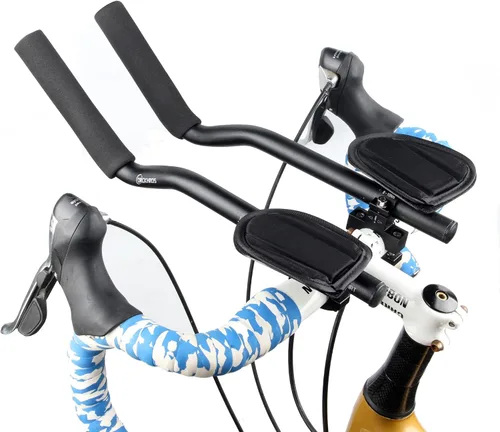 Vista 5 de Barras Aerodinámicas para Bicicleta de Aleación de Aluminio Barra de Reposabrazos para Bicicleta de Carretera Carreras de Bicicletas TT Manillar