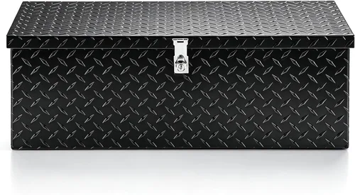 Vista 4 de TUFFIOM - Caja de herramientas de aluminio de 30 pulgadas para cama de camión, caja de herramientas resistente con placa de diamante para remolque