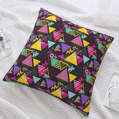 Vista 6 de Fundas de almohada geométricas estilo retro de los años 80 de 18 x 18 pulgadas, funda de almohada para dormitorio, sofá, decoración de casa