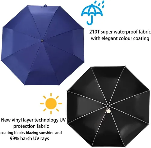 Vista 4 de FDJASGY - Sombrilla de viaje plegable y compacta, con apertura y cierre automático, para resistente al viento, a la lluvia y al 99.9% de protección