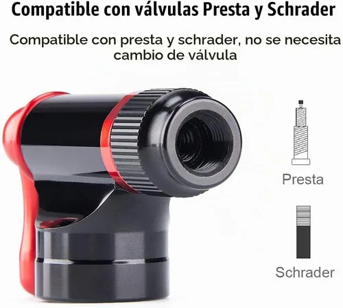 Vista 3 de Kit de inflador de CO2 con 6 cartuchos de CO2 de 0.56 oz/0.88 oz - Compatible con válvulas Presta y Schrader - Bomba de bicicleta de CO2 para 4 x