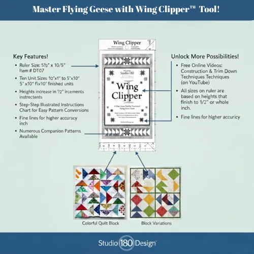 Vista 2 de Studio 180 Design Deb Tucker's Herramienta de acolchado Wing Clipper - Recorta para unidades perfectas de gansos voladores cada vez 10
