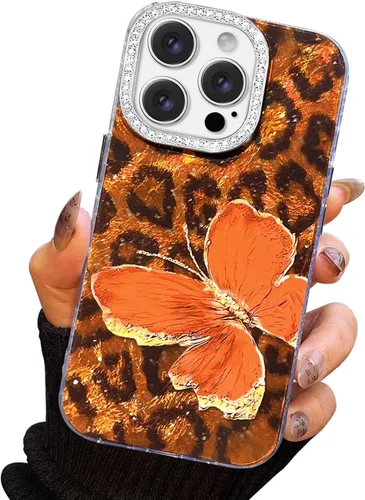 Vista 60 de I-MGAE-IN-AR Funda compacta para iPhone 11, diseño de mariposa, marco de protección de lente de cámara con diamante 3D, bonitas fundas protectoras