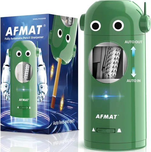 Vista 10 de AFMAT - Sacapuntas eléctrico para lápices de colores 7-11.5mm, sacapuntas robot totalmente automático, entrada y salida automática, recargable sin