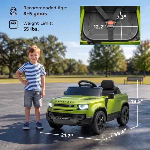 Vista 8 de Qaba 12V Ride on Car con licencia Land Rover Defender Kids Electric Car