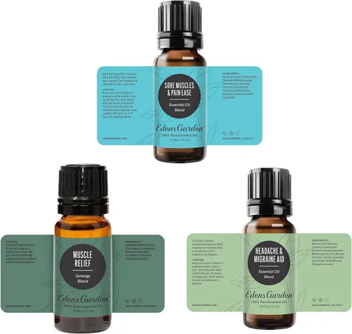 Vista 9 de Edens Garden Juego de 3 aceites esenciales para dolores y dolores, 100% puro, grado terapéutico, mezclas de aromaterapia sin diluir y naturales