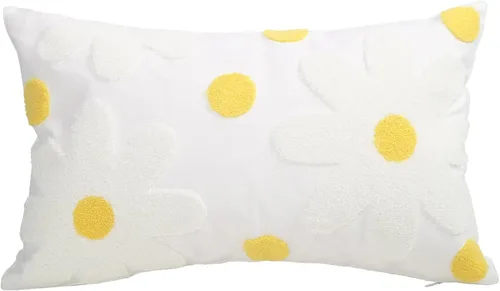 Vista 18 de DECOBIRD Funda de almohada bordada de 18 x 18 pulgadas, diseño floral beige, decoración del hogar, funda de almohada bordada de lona de algodón