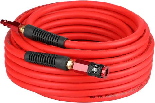 Vista 8 de Manguera de aire híbrida de entrada de 1/4 pulg. x 3 m, manguera de compresor de aire ligera, flexible y duradera con acoplador rápido universal