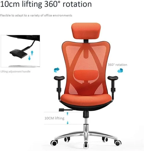 Vista 2 de Silla de oficina ergonómica giratoria ejecutiva multifunción de malla con ajustable (negro)
