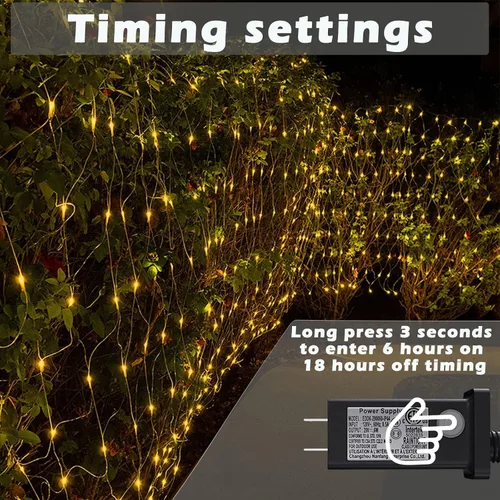 Vista 6 de Luces de red LED, 270L 10×10 pies luces de malla al aire libre para patio, pérgolas 270 luces LED de red de 10 × 10 pies conectables