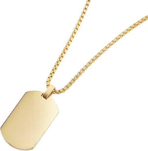 Vista 3 de Geoffrey Beene Collar con colgante de placa de perro grabable de acero inoxidable para hombre