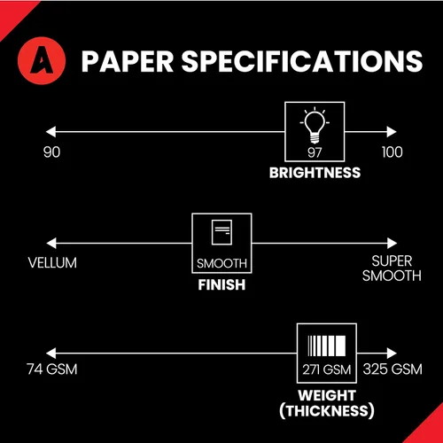 Vista 2 de Accent 1188091R - Papel de cartulina blanco opaco de 8.5 x 11 pulgadas, 100 libras, 271 g/m², 200 hojas (1 resma), cartulina pesada suave de alta