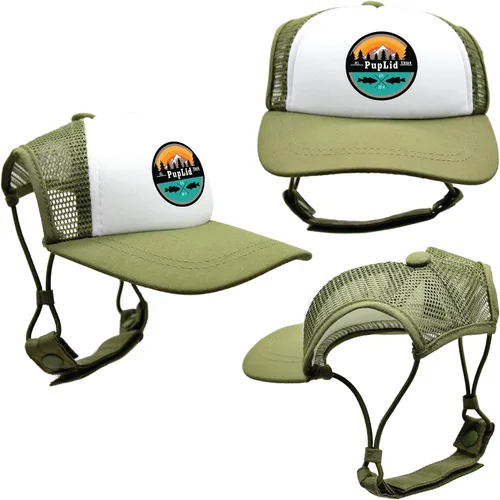 Vista 24 de Sunset Collection, sombreros de camionero de PupLid para perros (XXS) Protección solar elegante de alta calidad para el perro moderno, ajustable