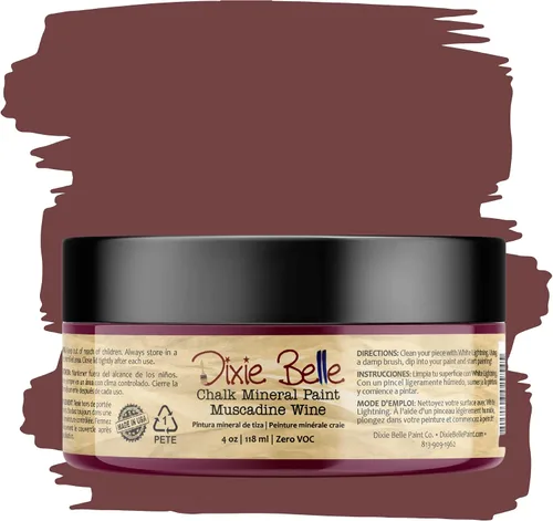 Vista 264 de Pintura para muebles con acabado de tiza Dixie Belle Paint Company - Amatista (4oz) - Pintura mineral de tiza chic púrpura profundo mate