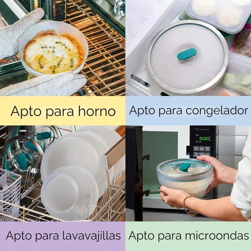 Vista 6 de Anyday - Set de 2 envases de vidrio para almacenamiento de alimentos con tapas de vidrio Set de preparación de comidas sin plástico Set