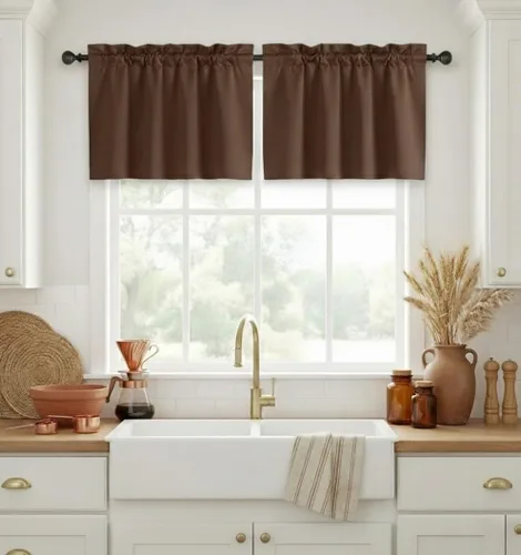 Vista 19 de NICETOWN Cortinas Opacas Cortas - Tratamiento de Ventana con Aislamiento Térmico, Niveles de Cortina Pequeños para Sala de Estar/Cocina, 2 Paneles