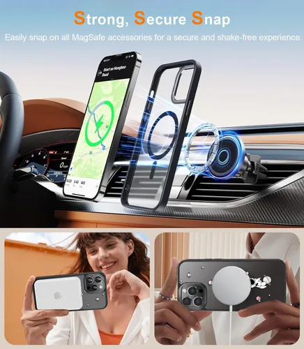 Vista 3 de Goodon para iPhone 15 Pro Max con protector de pantalla de privacidad, compatible con Magsafe, funda translúcida mate a prueba de golpes - Linda