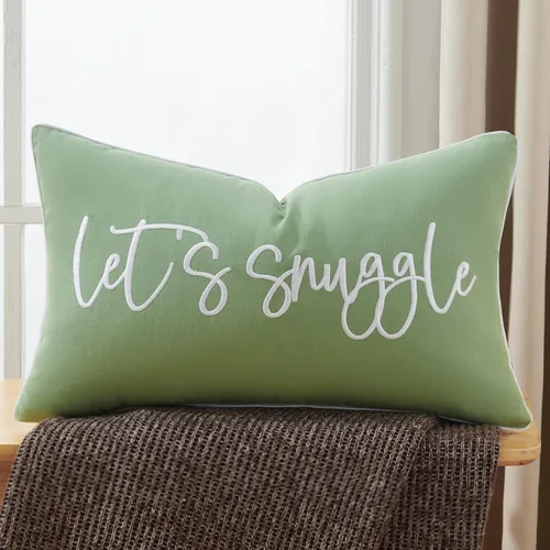 Vista 17 de Sunkifover Let's Snuggle - Funda de almohada decorativa, 18 x 18 pulgadas, algodón bordado en blanco y negro, funda de almohada para cama