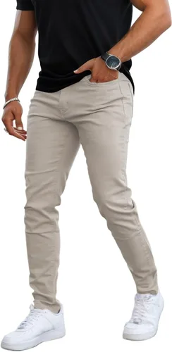 Vista 2 de GINGTTO Skinny Jeans Hombre Slim Fit Stretch Pierna cónica 28/30/ 32 in Beige