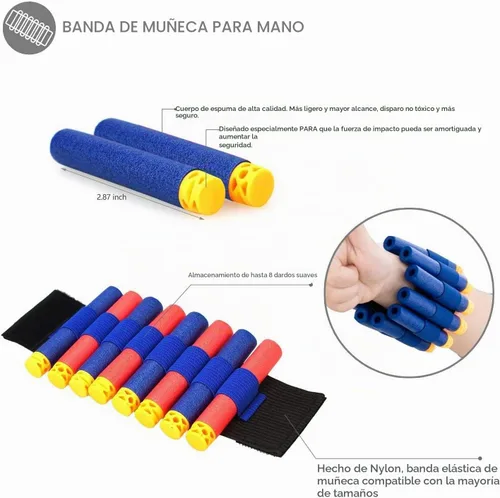 Vista 6 de 2 juegos de chaleco táctico Exsport, 2 chaquetas tácticas de élite para pistola Pack N-Strike 2 manos de muñeca, 2 clips de recarga rápida, 2