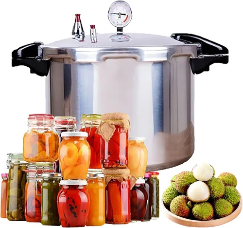 Vista 5 de Ollas a presión de alta capacidad con estante para cocinar olla a presión de conservas de 15 cuartos con manómetro Válvula de seguridad a prueba