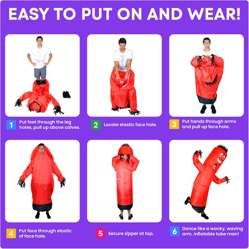Vista 5 de LookOurWay Disfraz inflable de hombre de tubo - Disfraz de hombre de brazo ondulado divertido para adultos