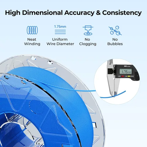 Vista 6 de Creality Hyper PLA Filamento 1.75mm, filamento RFID para impresora 3D PLA de alta velocidad 30-600mm/s, 1kg(2.2lbs)/carrete Filamento compatible