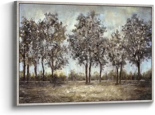 Vista 8 de Lienzo de pintura de árbol, arte de pared, bosque texturizado, paisaje, naturaleza, árboles, paisaje, ilustración, dormitorio, sala de estar