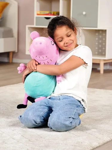 Vista 5 de Simba 109261005 Peppa Pig Peluche Papa Pig, 14.6 in, en traje estándar, figura de felpa, juguete de peluche, desde los primeros meses de vida