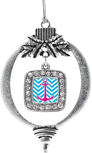 Vista 183 de Inspired Silver - Bon Voyage Cruise Ship Charm Ornamento – Adornos navideños cuadrados de plata con joyas de circonita cúbica