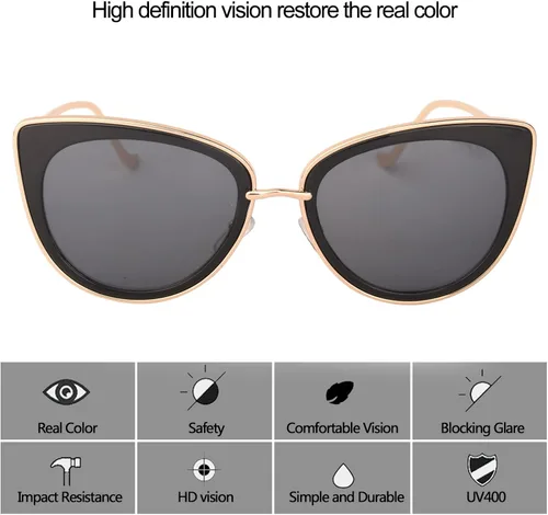 Vista 3 de Anteojos TrendyMate simétricos con forma de ojos de gato y marco metálico