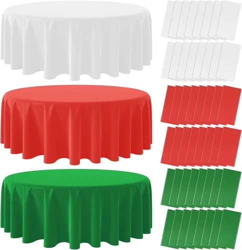 Vista 8 de MASHAN Paquete de 6 Manteles de Navidad a Granel, Manteles Desechables Rojos Blancos Verdes, Cubiertas de Mesa Rectangulares Temática de Italia