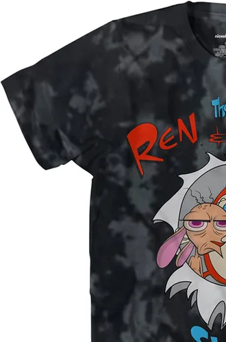 Vista 6 de Nickelodeon Camisa clásica de los años 90 para hombre, teñido anudado, Ren & Stimpy Show, estilo vintage, estilo retro y teñido anudado