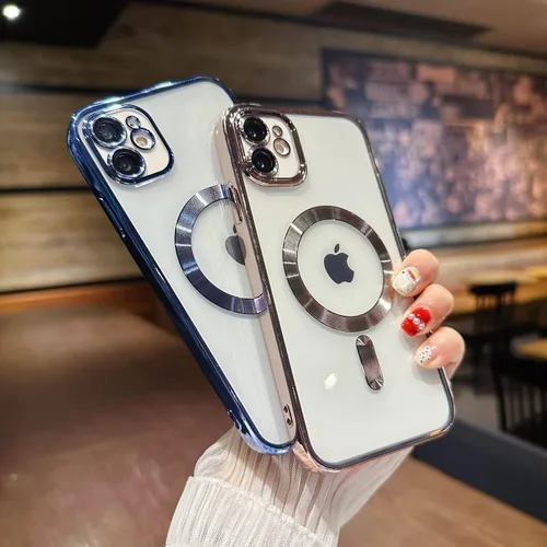 Vista 4 de Funda para iPhone 11 Pro [compatible con MagSafe] con protector de lente de cámara, ligera y chapada de lujo, a prueba de golpes, resistente funda